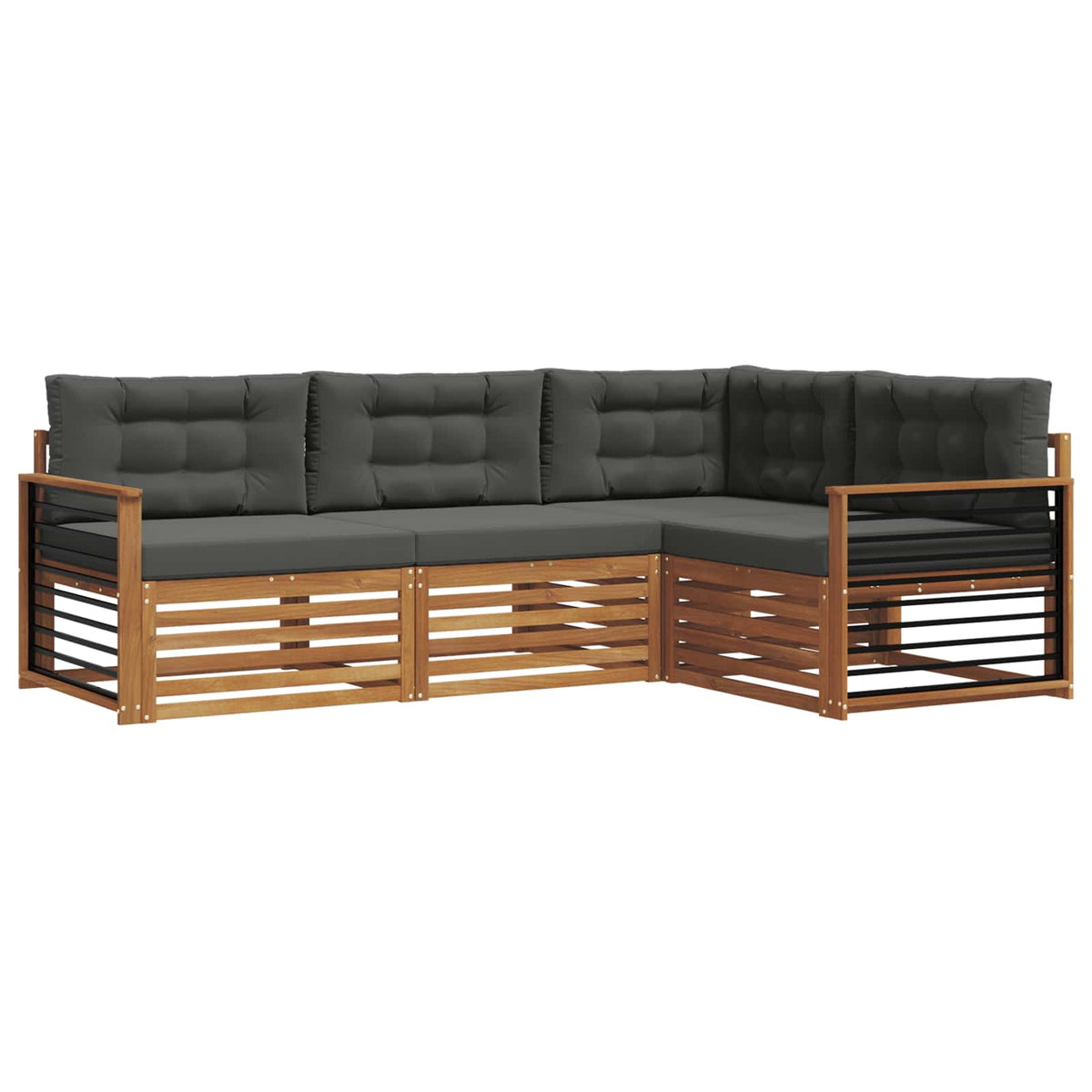 Outdoor-Sofagarnitur 4 stk. Natur und Anthrazit