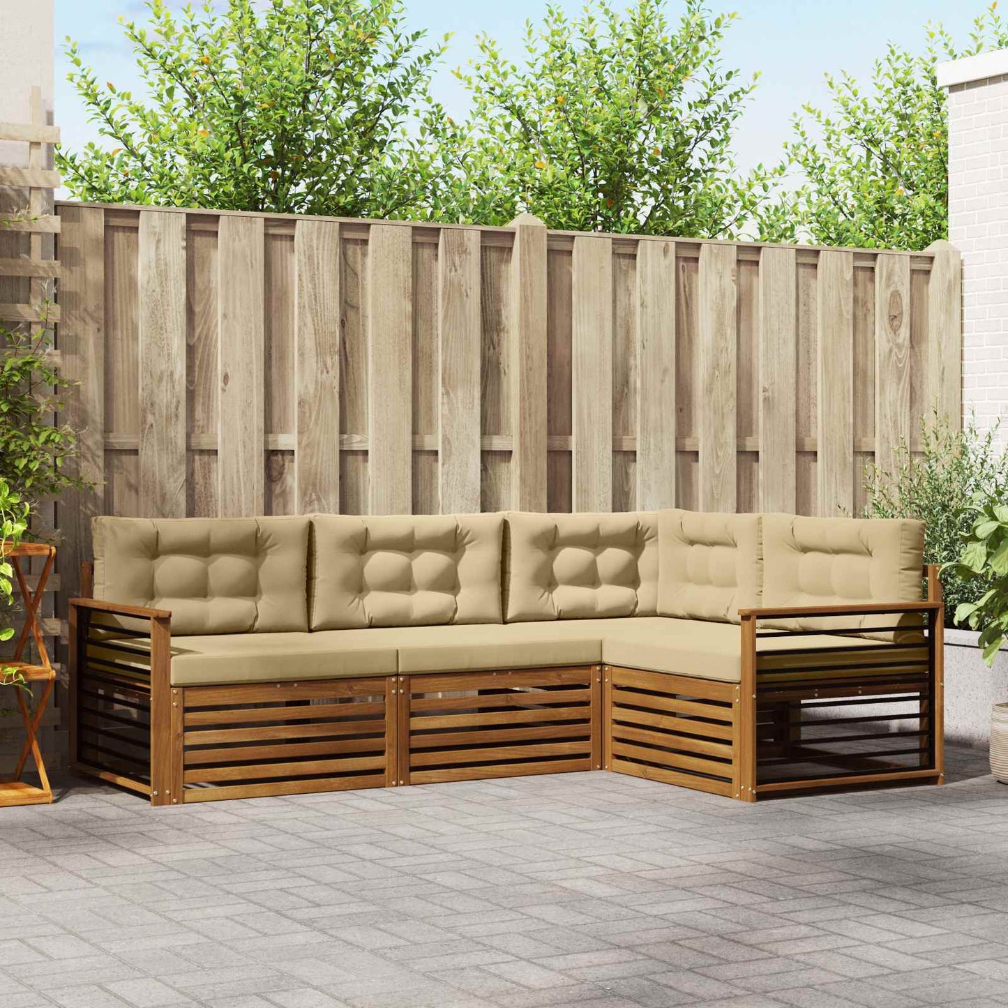 Outdoor-Sofagarnitur 4 stk. Natur und Beige