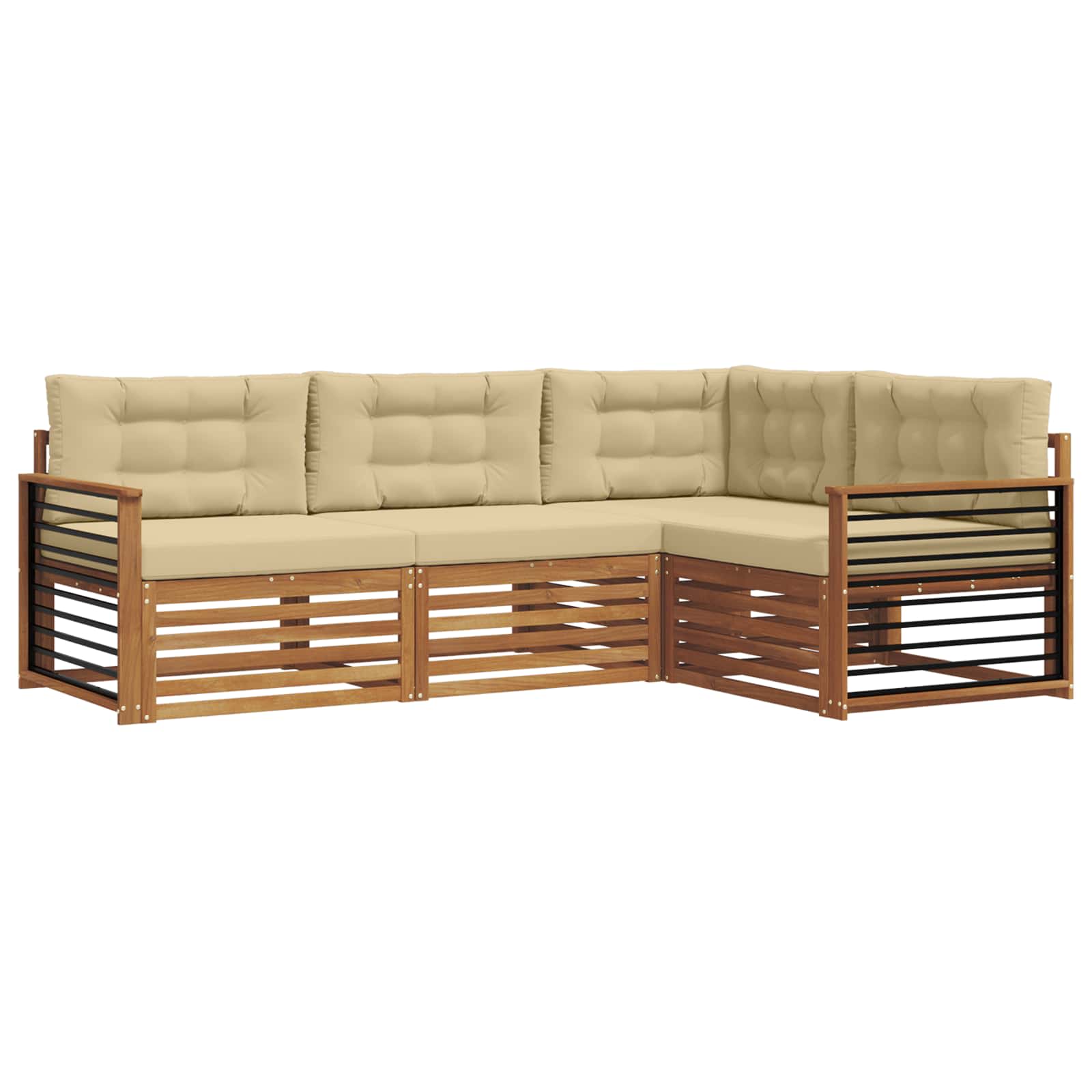 Outdoor-Sofagarnitur 4 stk. Natur und Beige