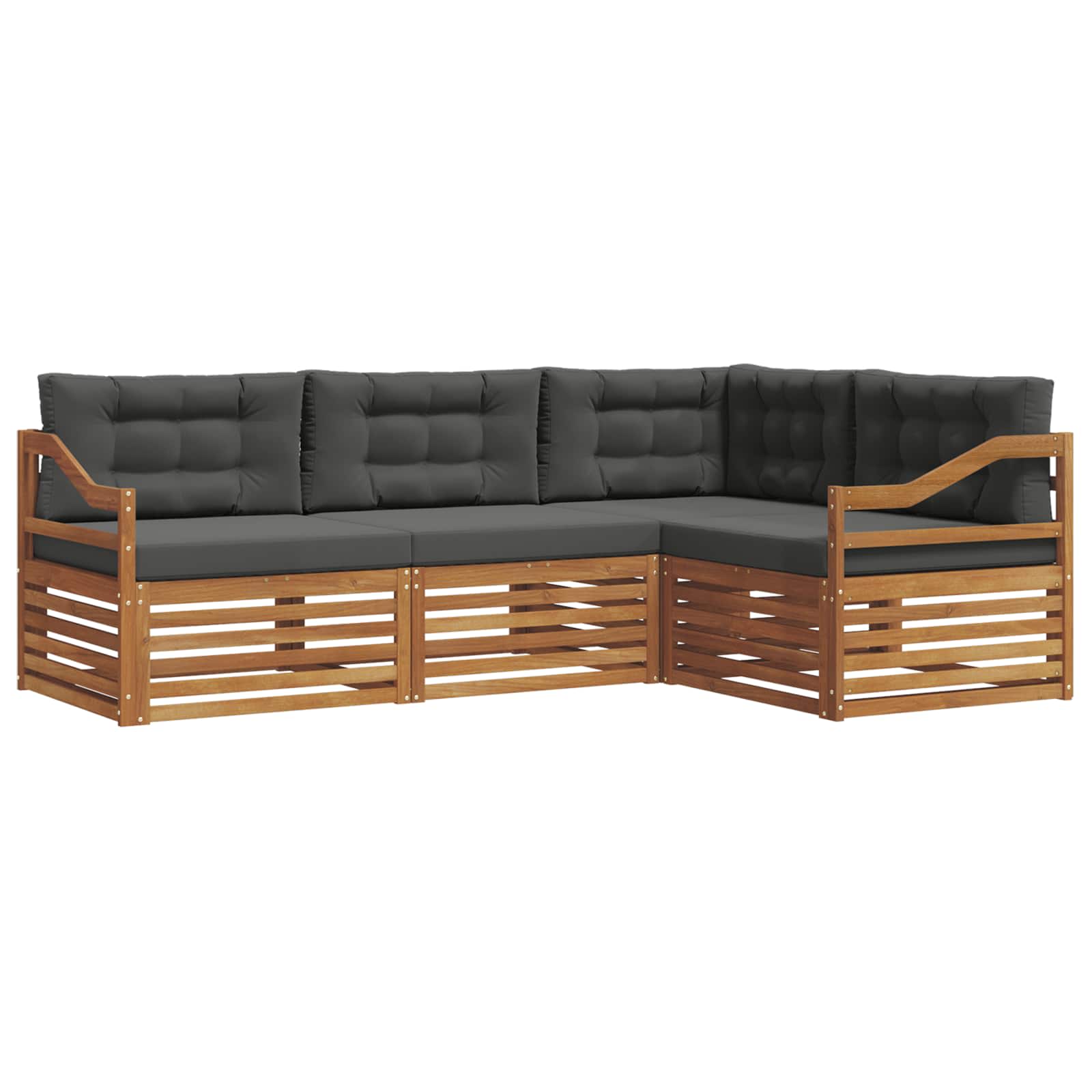 Outdoor-Sofagarnitur mit Kissen 4 pcs Natur und Anthrazit