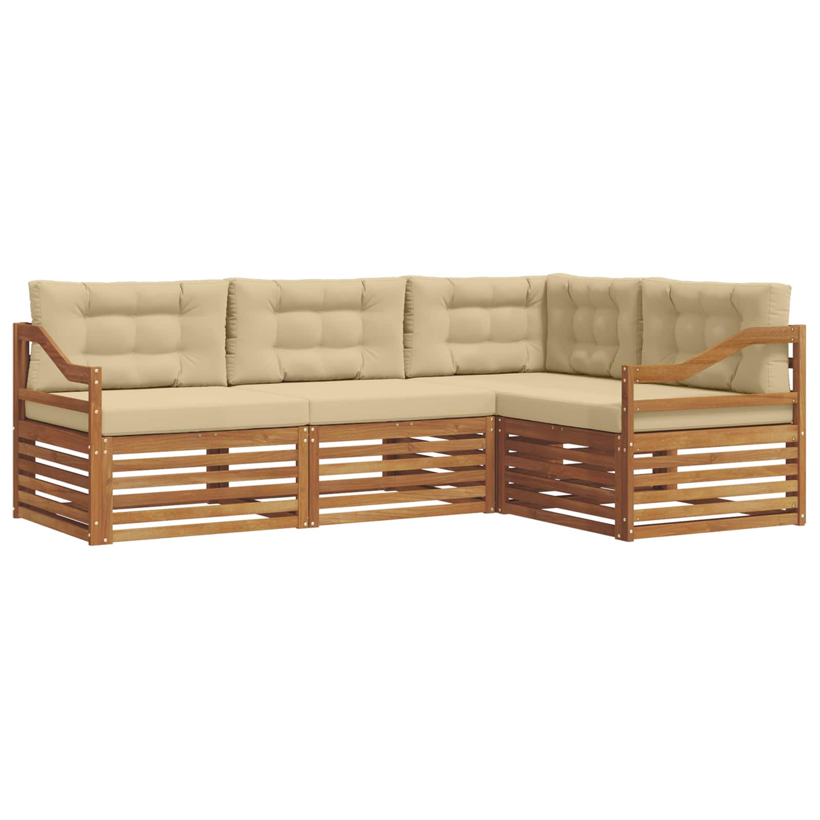 Outdoor-Sofagarnitur 4 stk. Natur und Beige