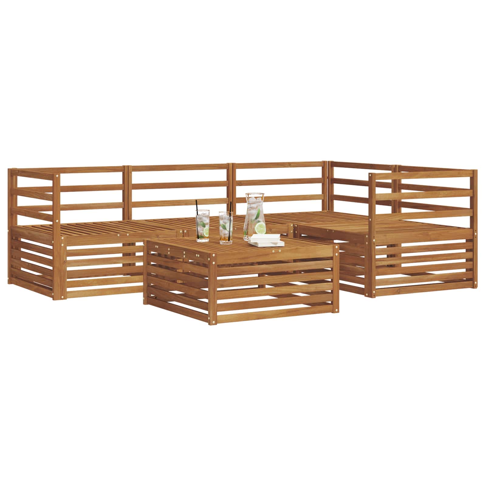Outdoor-Sofagarnitur 5 pcs Natur Massivholz Akazie