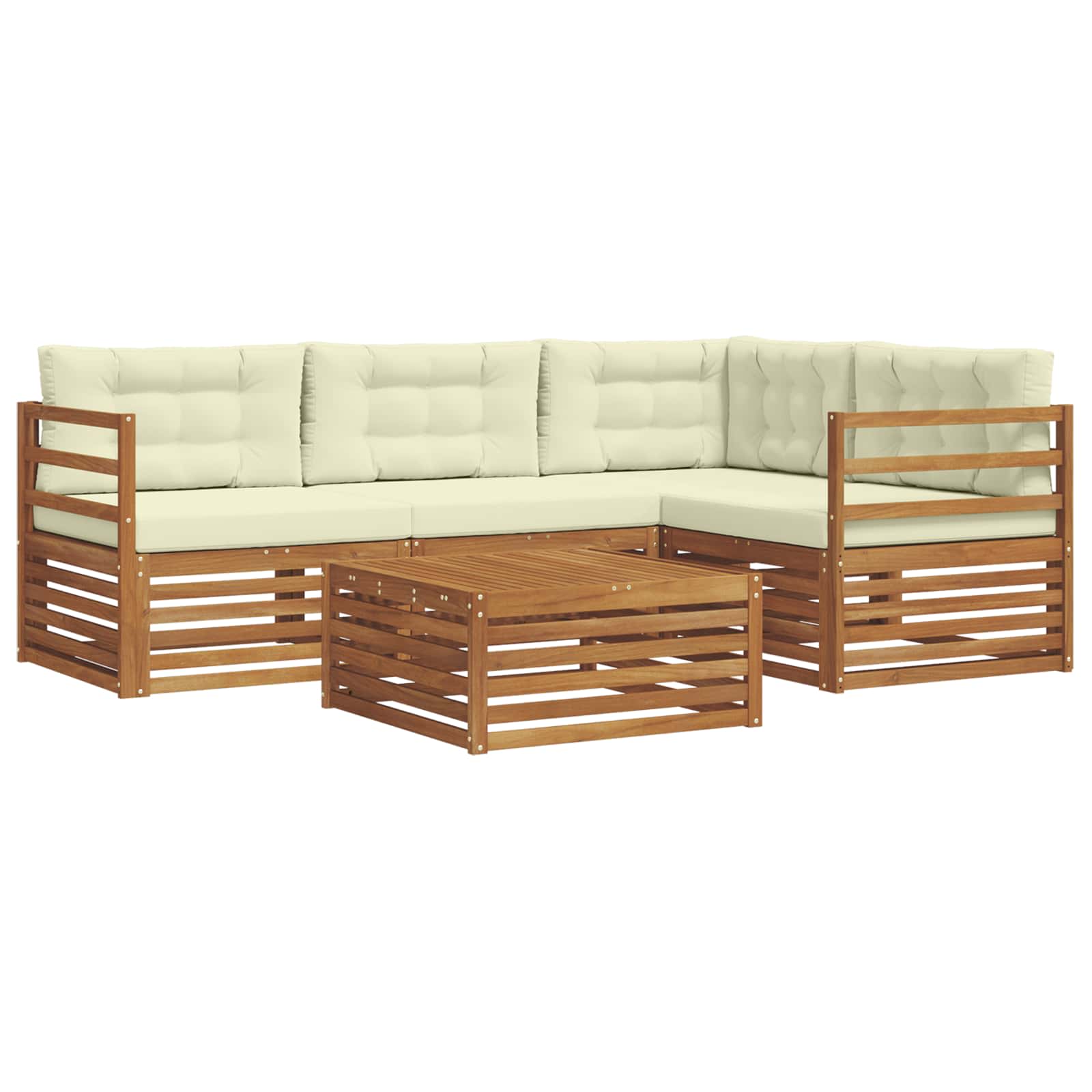Outdoor-Sofagarnitur mit Kissen 5 pcs Natur und Creme