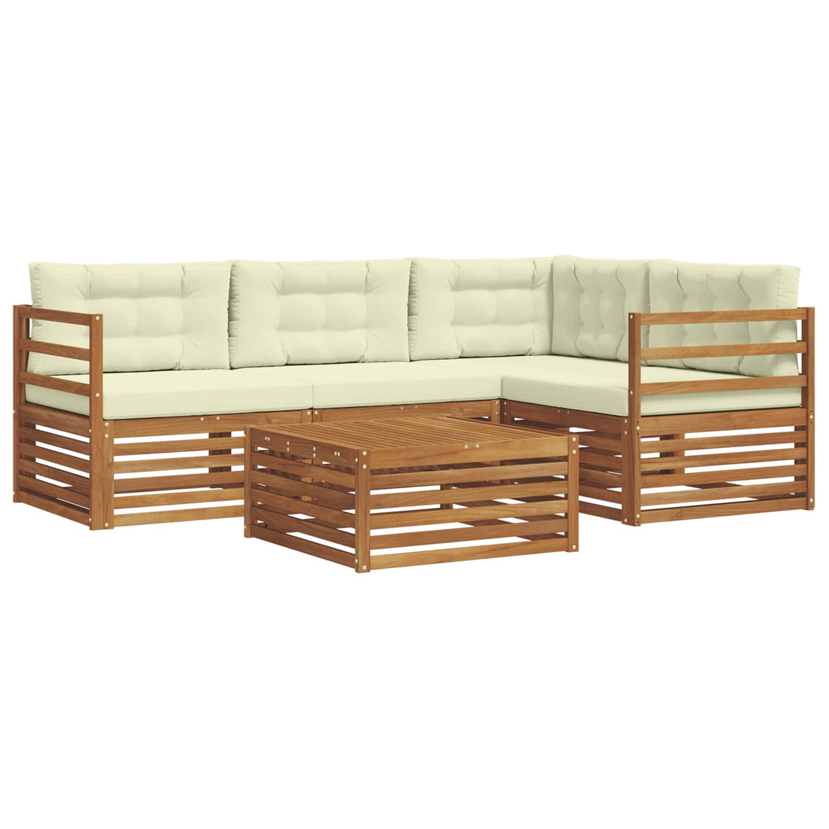 Outdoor-Sofagarnitur 5 stk. Natur und Creme