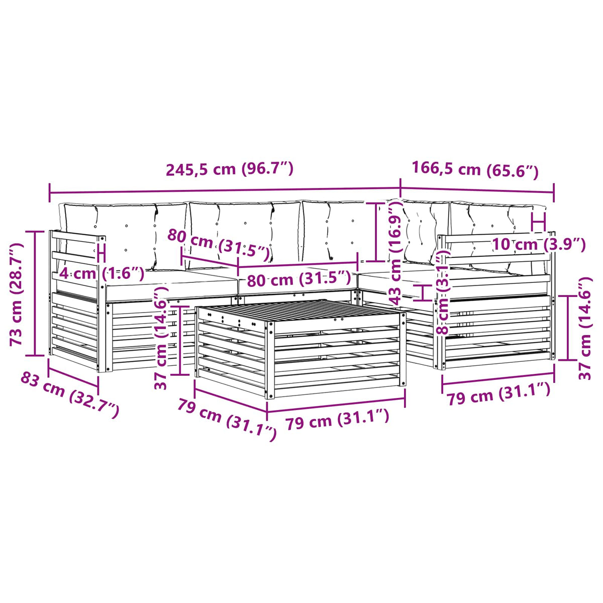 Outdoor-Sofagarnitur 5 stk. Natur und Creme