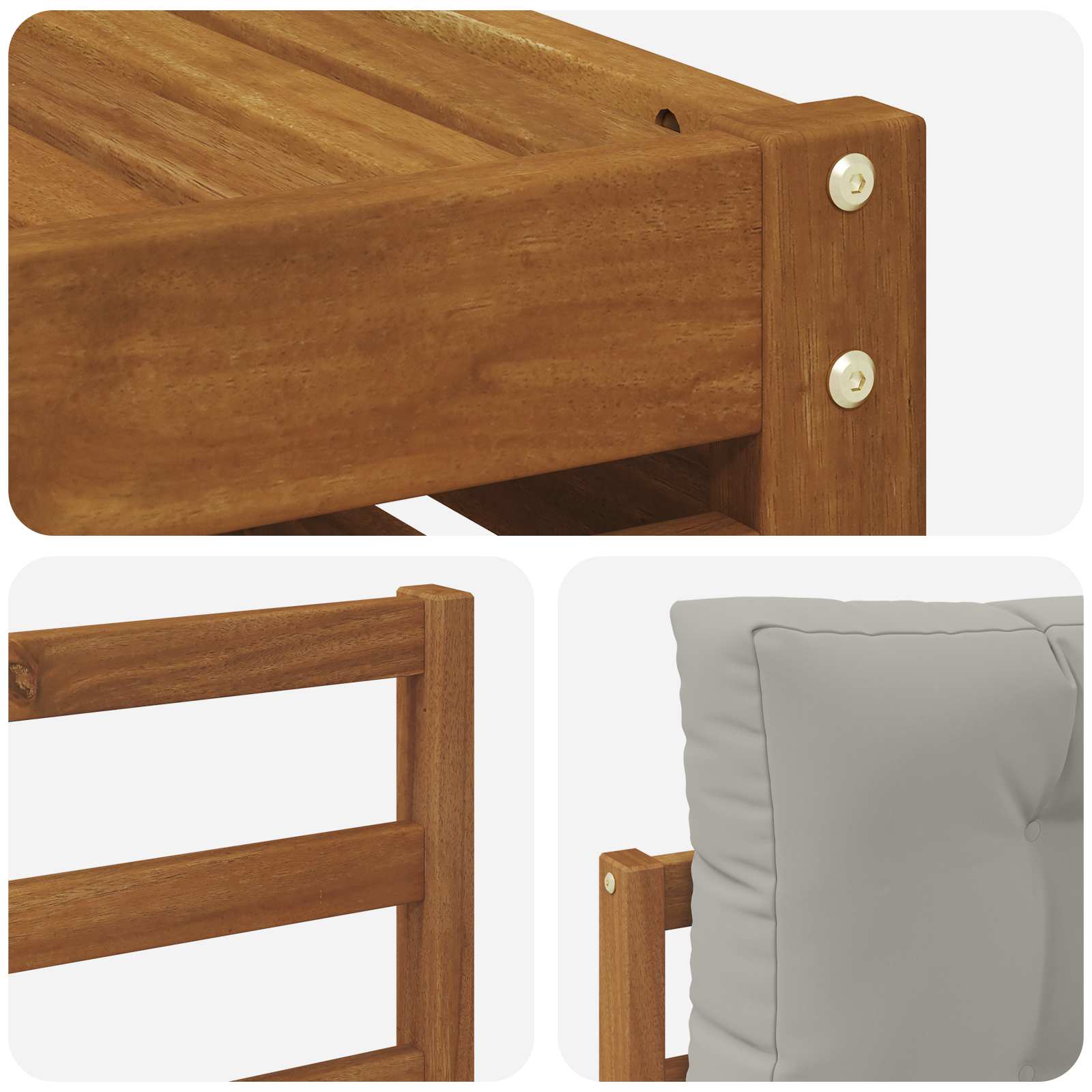 Outdoor-Sofagarnitur mit Kissen 5 pcs Natürlich und Hellgrau