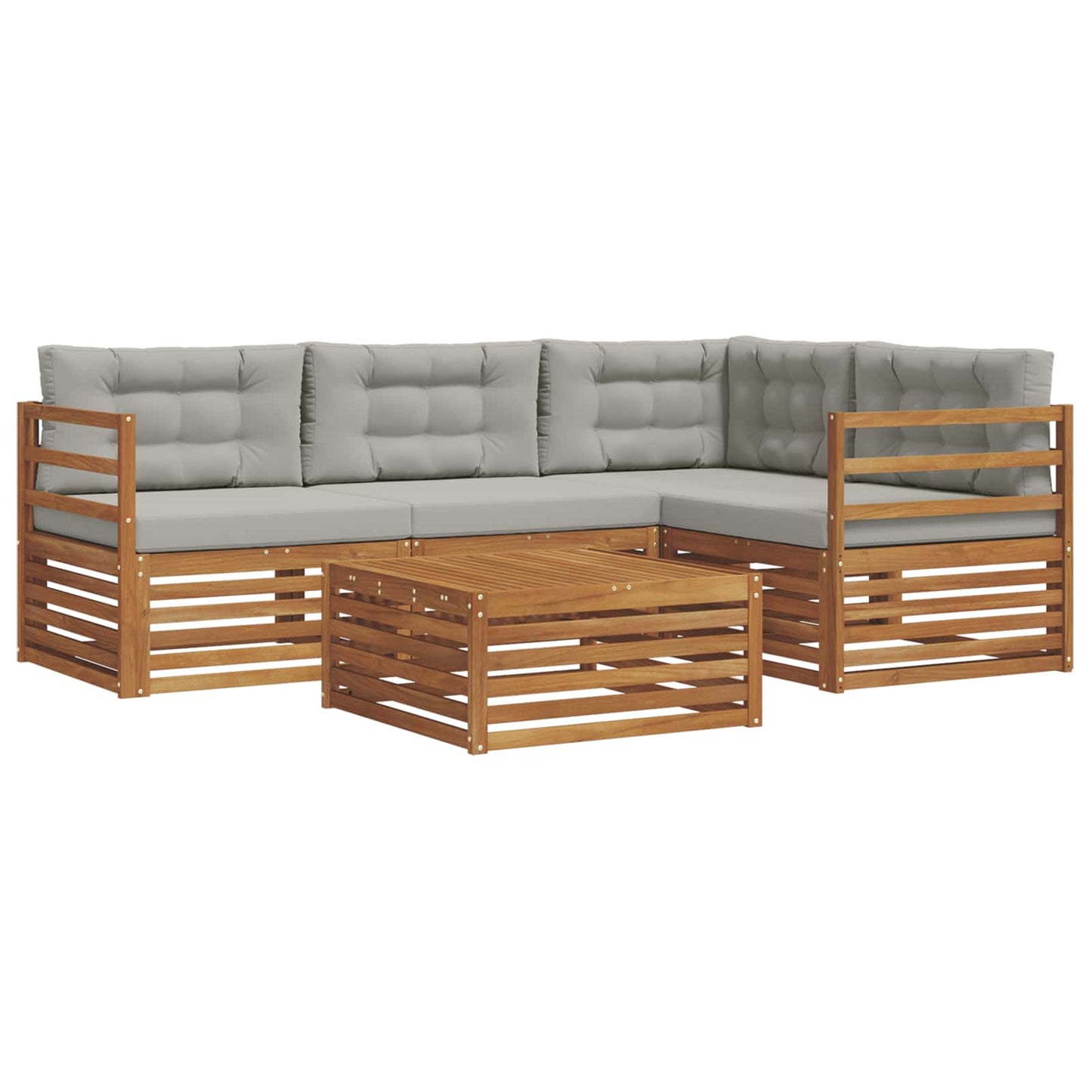 Outdoor-Sofagarnitur mit Kissen 5 pcs Natürlich und Hellgrau