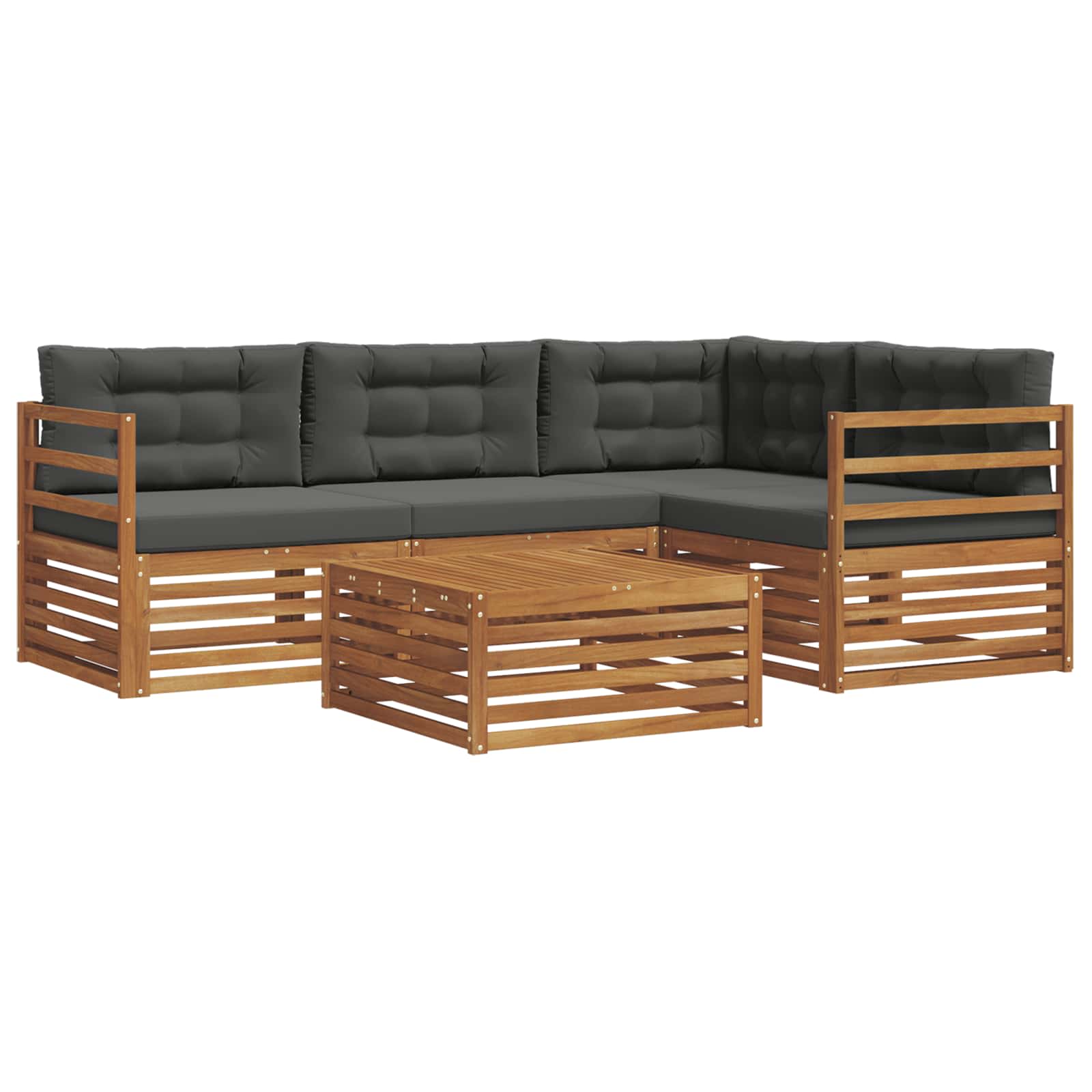 Outdoor-Sofagarnitur mit Kissen 5 pcs Natur und Anthrazit