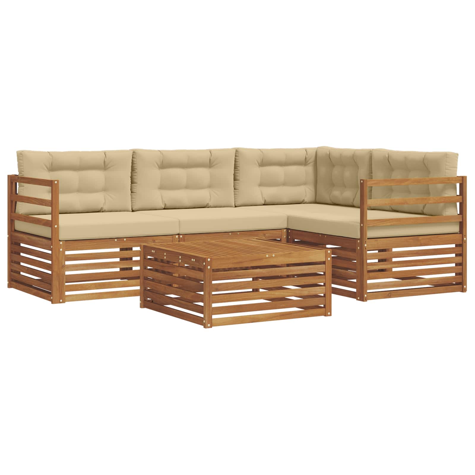 Outdoor-Sofagarnitur 5 stk. Natur und Beige