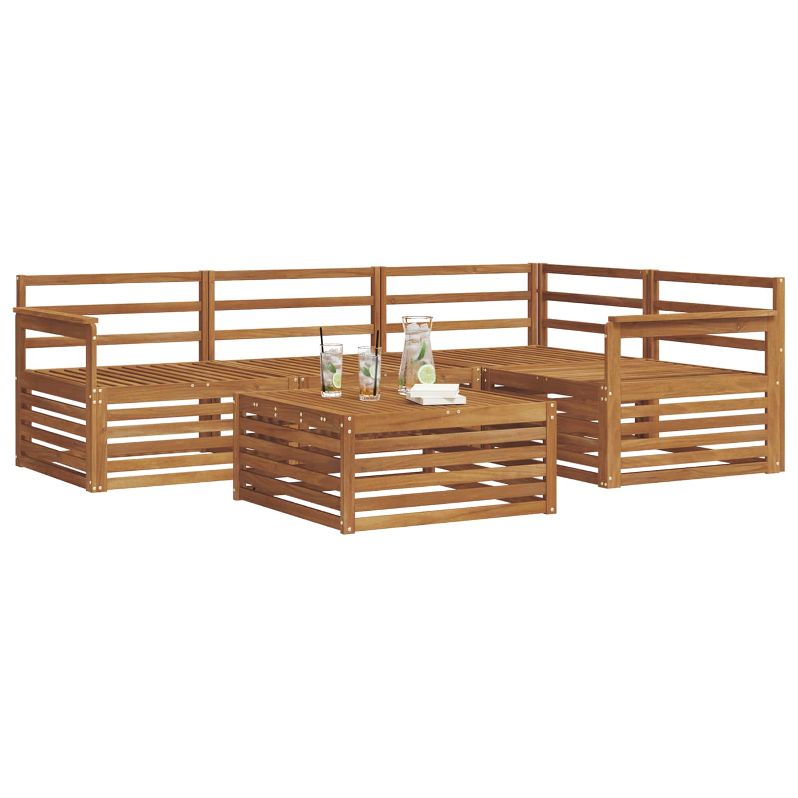 Outdoor-Sofagarnitur 5 pcs Natur Massivholz Akazie