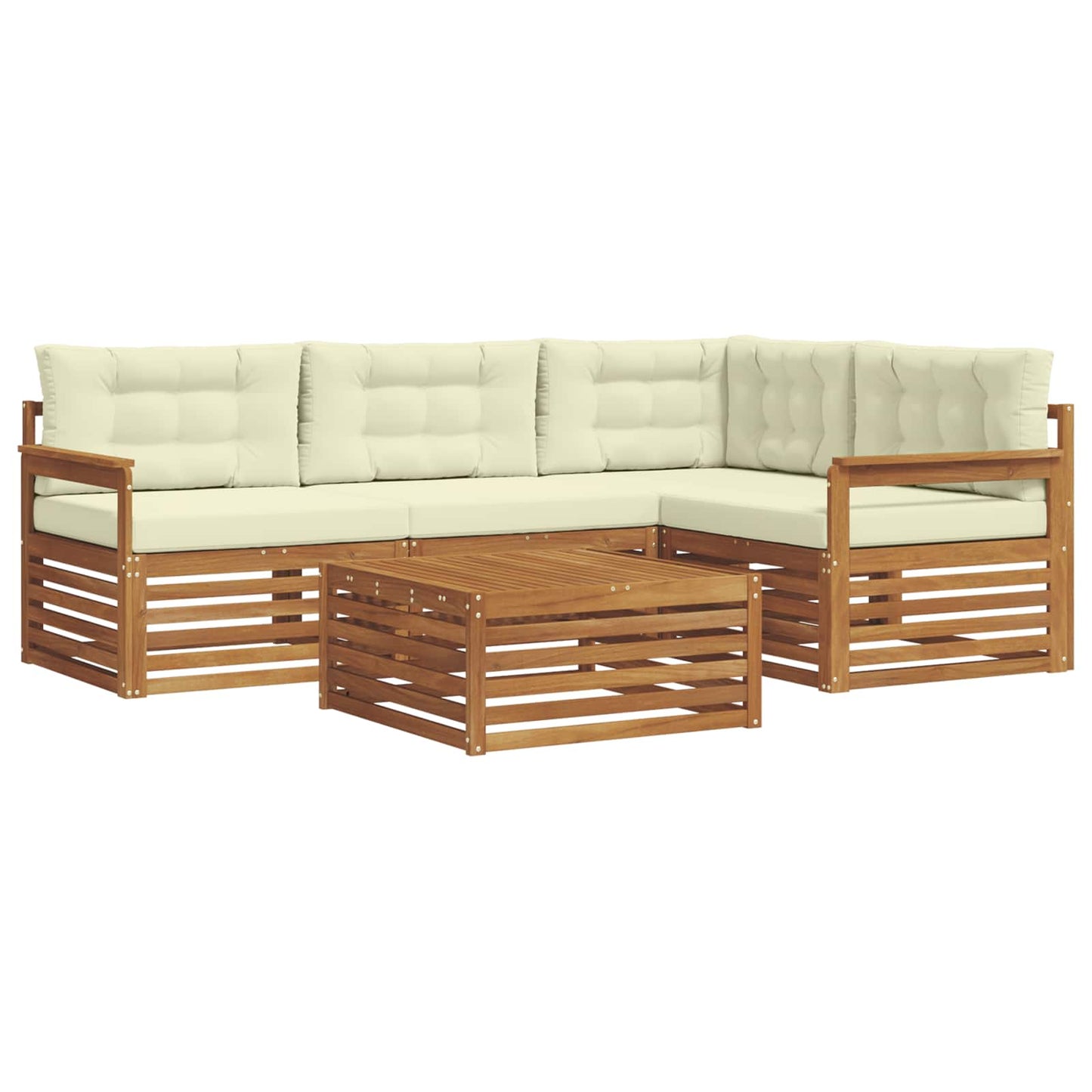 Outdoor-Sofagarnitur 5 stk. Natur und Creme