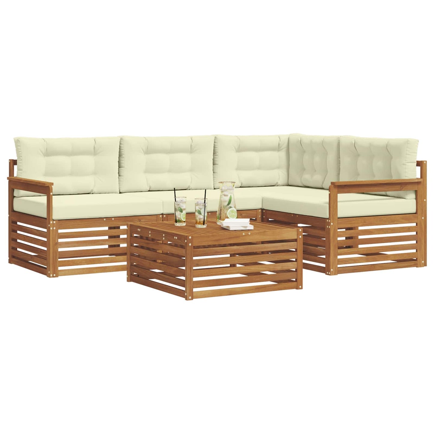 Outdoor-Sofagarnitur 5 stk. Natur und Creme