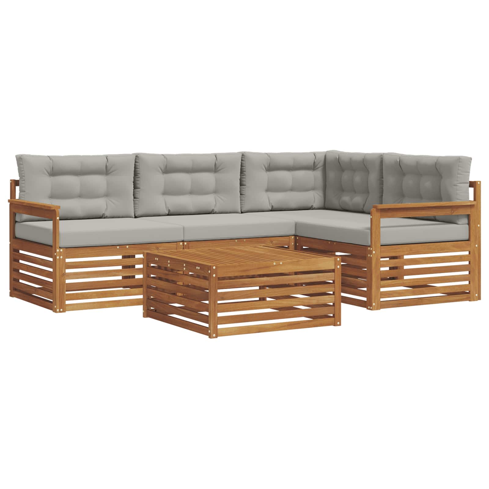Outdoor-Sofagarnitur mit Kissen 5 pcs Natürlich und Hellgrau