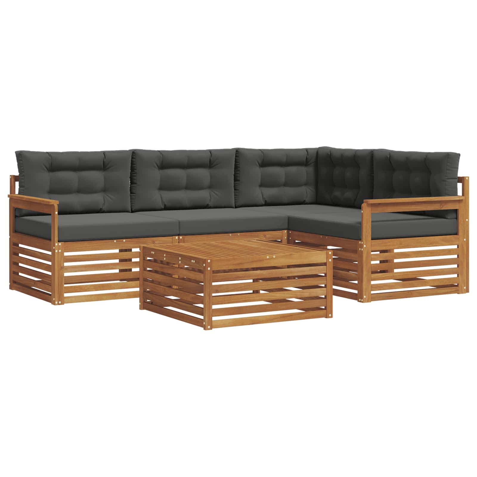 Outdoor-Sofagarnitur mit Kissen 5 pcs Natur und Anthrazit