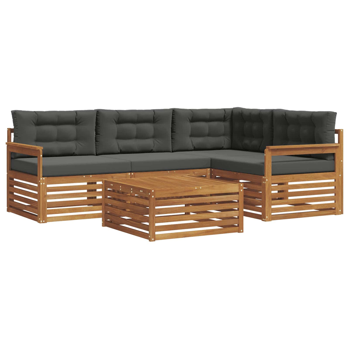 Outdoor-Sofagarnitur 5 stk. Natur und Anthrazit