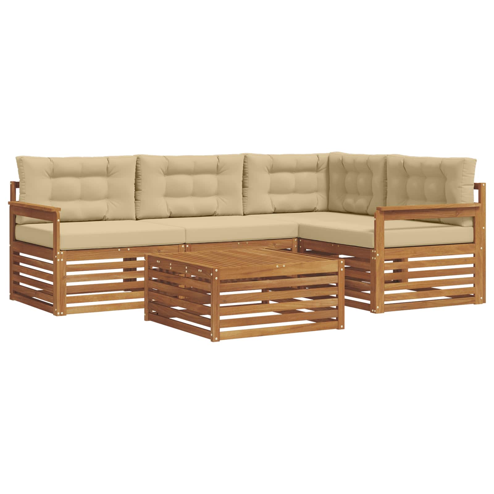 Outdoor-Sofagarnitur 5 stk. Natur und Beige