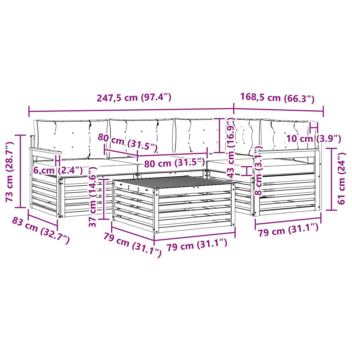 Outdoor-Sofagarnitur 5 stk. Natur und Beige