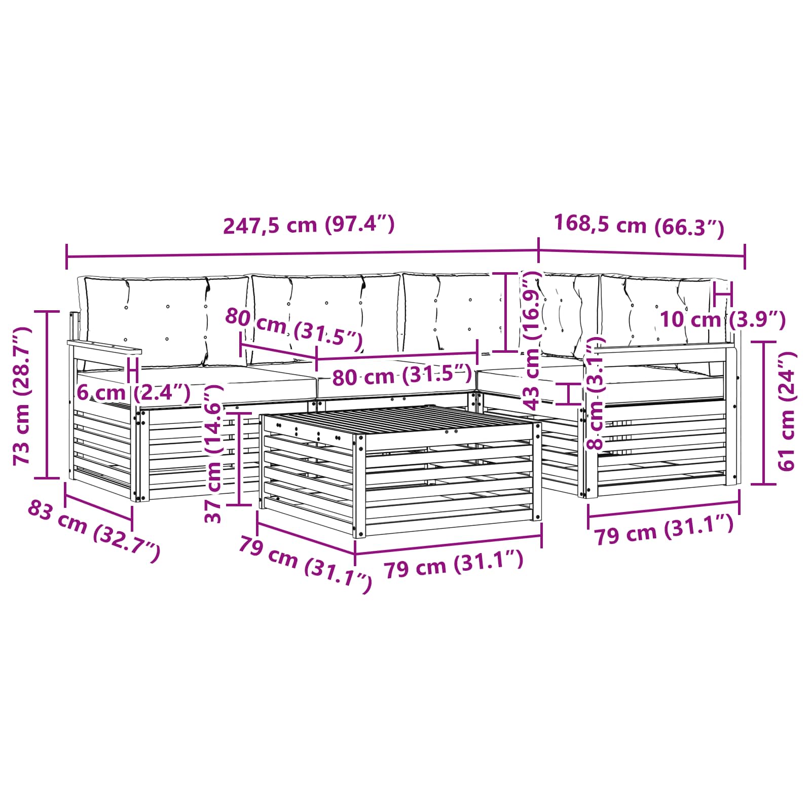 Outdoor-Sofagarnitur 5 stk. Natur und Beige