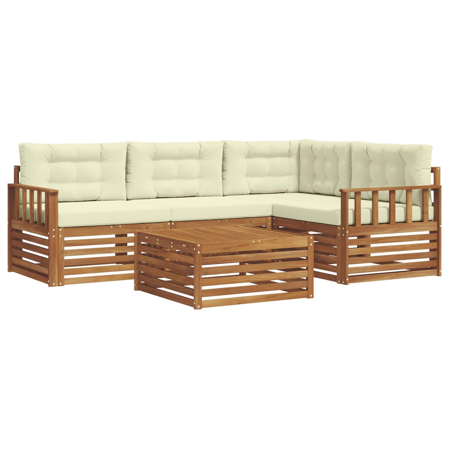 Outdoor-Sofagarnitur 5 stk. Natur und Creme