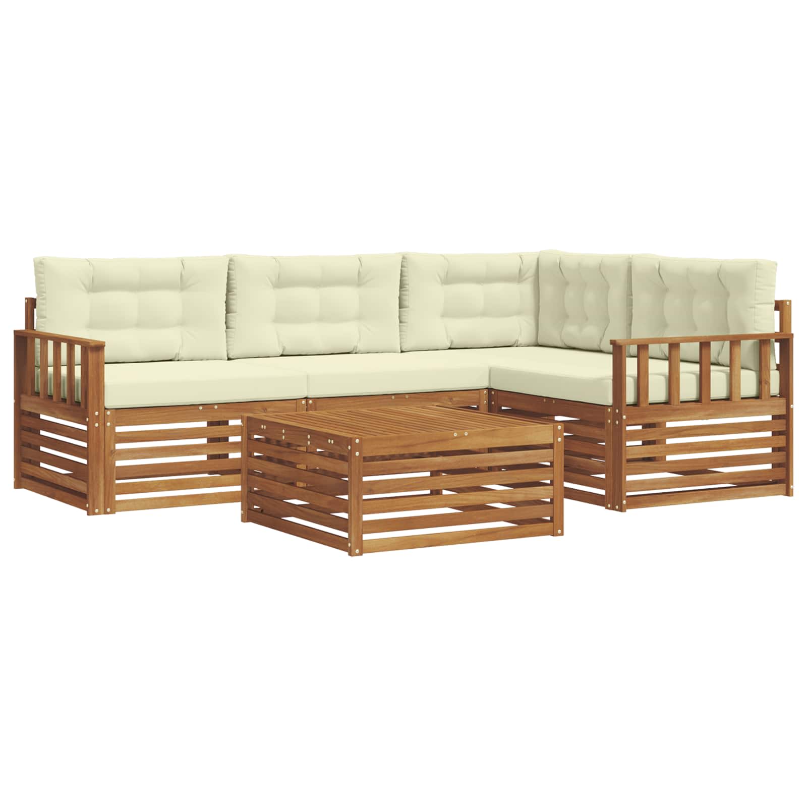 Outdoor-Sofagarnitur 5 stk. Natur und Creme