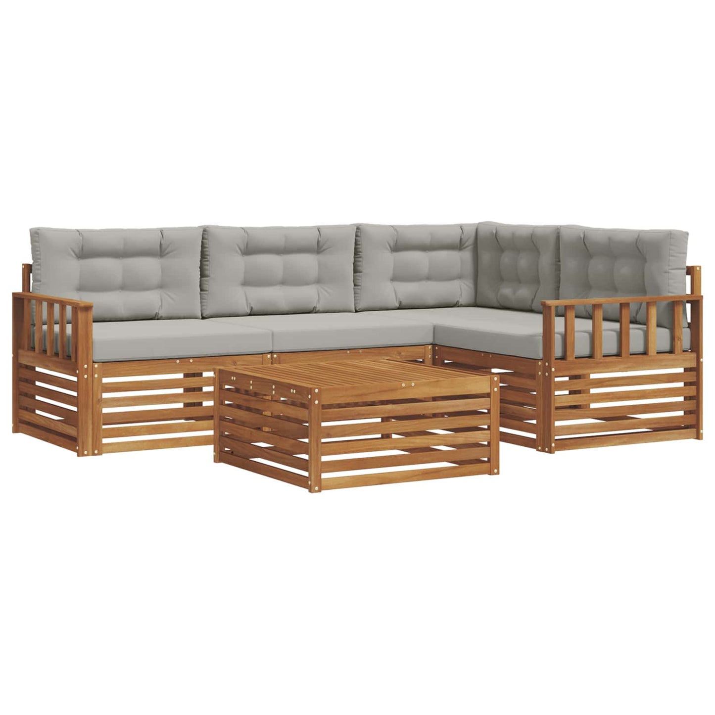 Outdoor-Sofagarnitur mit Kissen 5 pcs Natürlich und Hellgrau