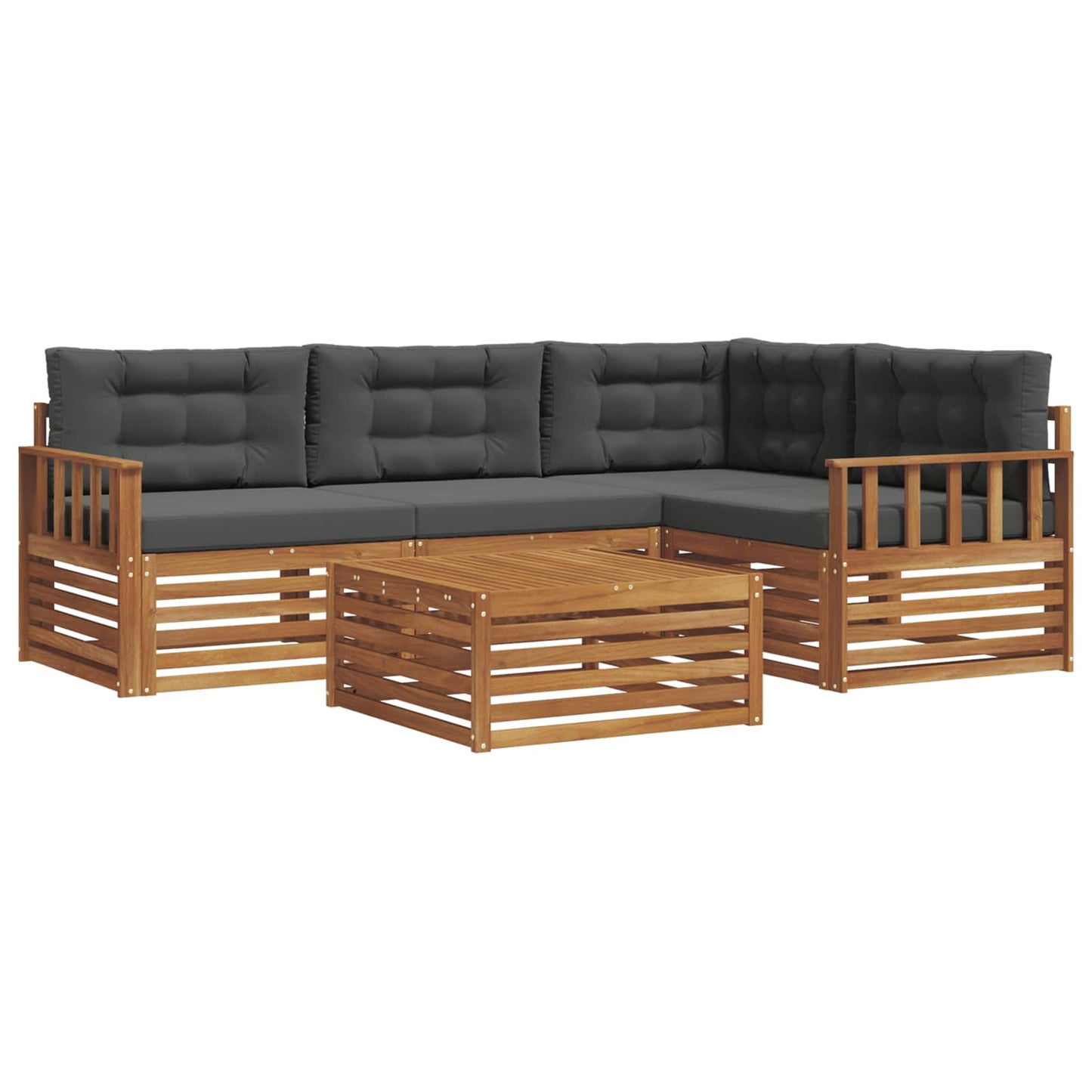 Outdoor-Sofagarnitur mit Kissen 5 pcs Natur und Anthrazit
