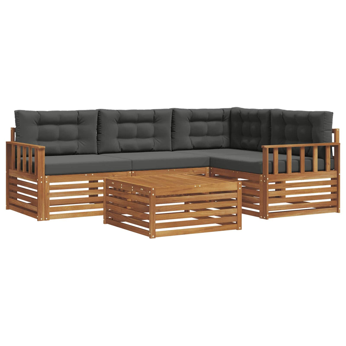 Outdoor-Sofagarnitur 5 stk. Natur und Anthrazit