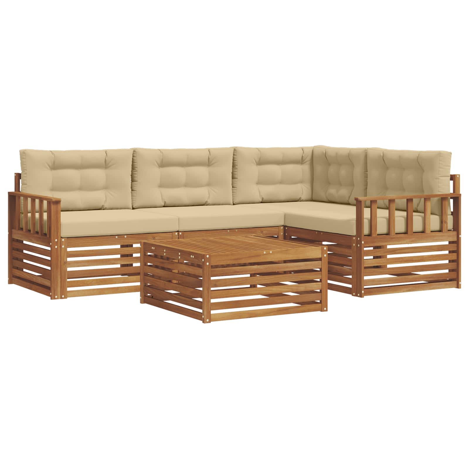 Outdoor-Sofagarnitur 5 stk. Natur und Beige