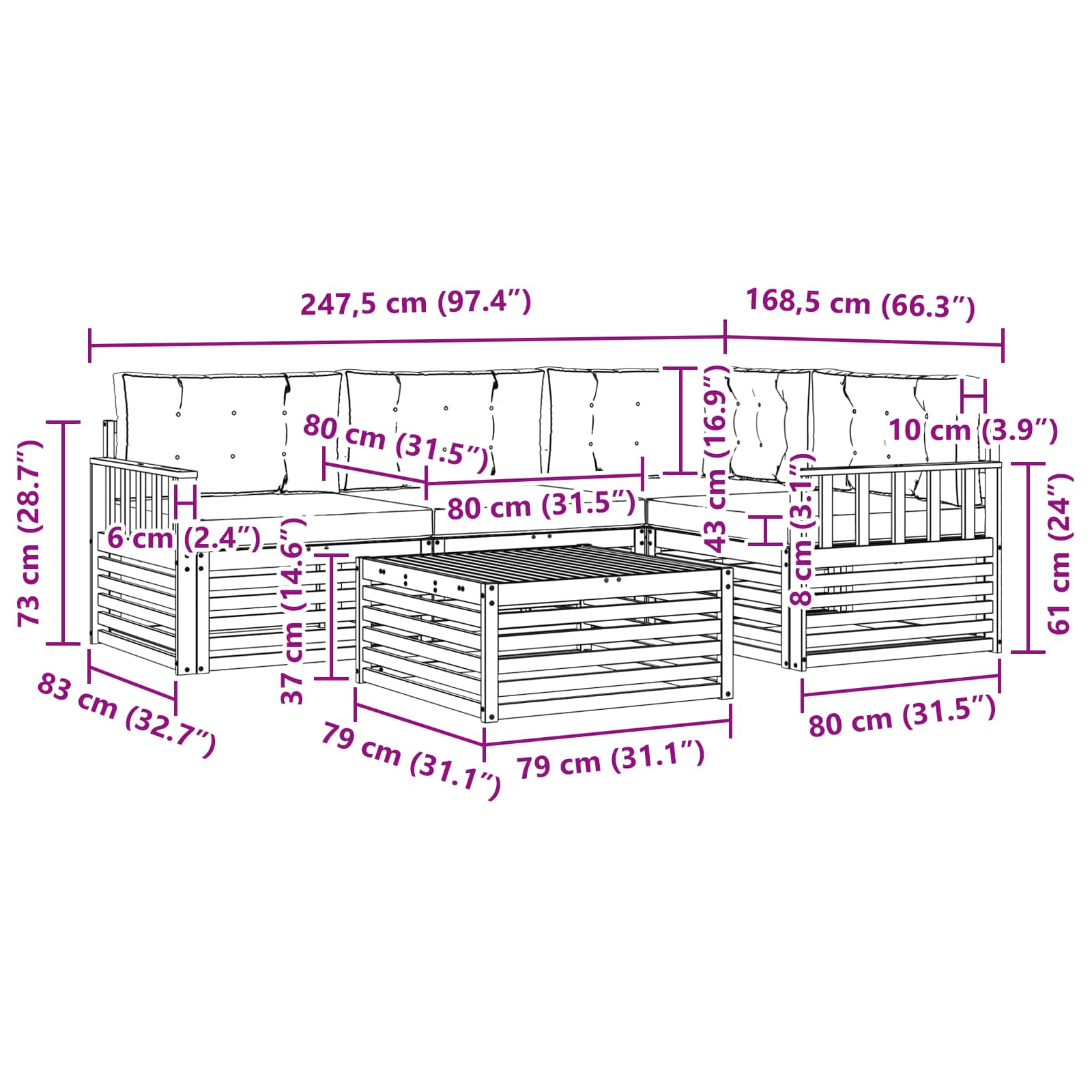 Outdoor-Sofagarnitur 5 stk. Natur und Beige