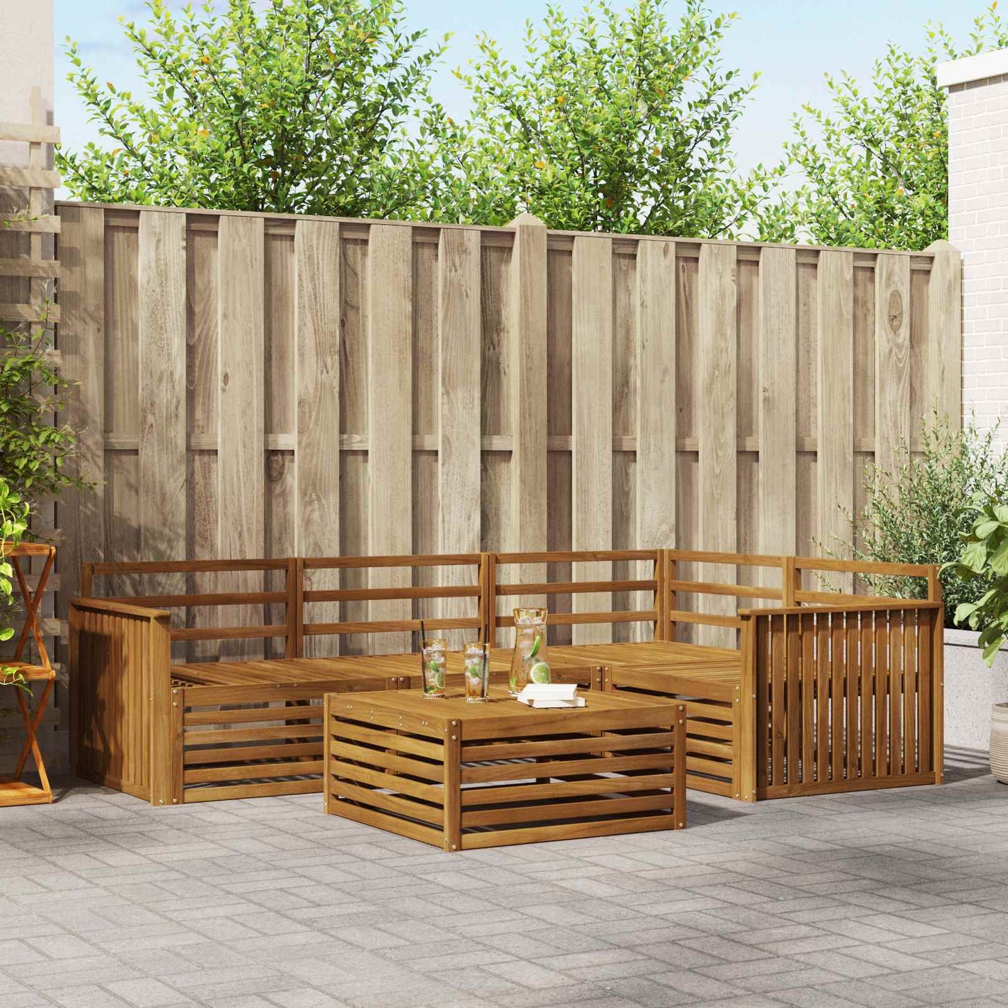 Outdoor-Sofagarnitur 5 pcs Natur Massivholz Akazie
