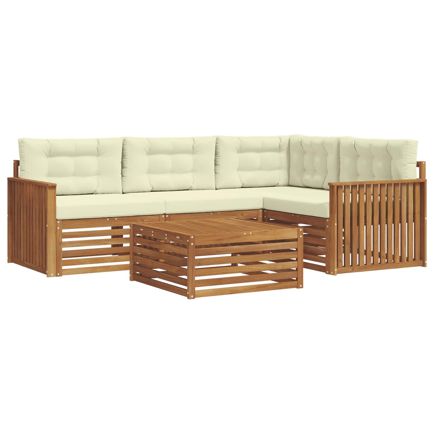 Outdoor-Sofagarnitur mit Kissen 5 pcs Natur und Creme