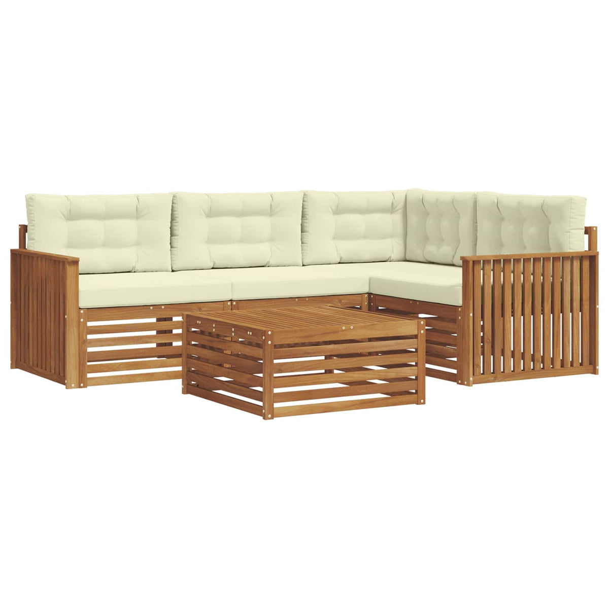 Outdoor-Sofagarnitur 5 stk. Natur und Creme