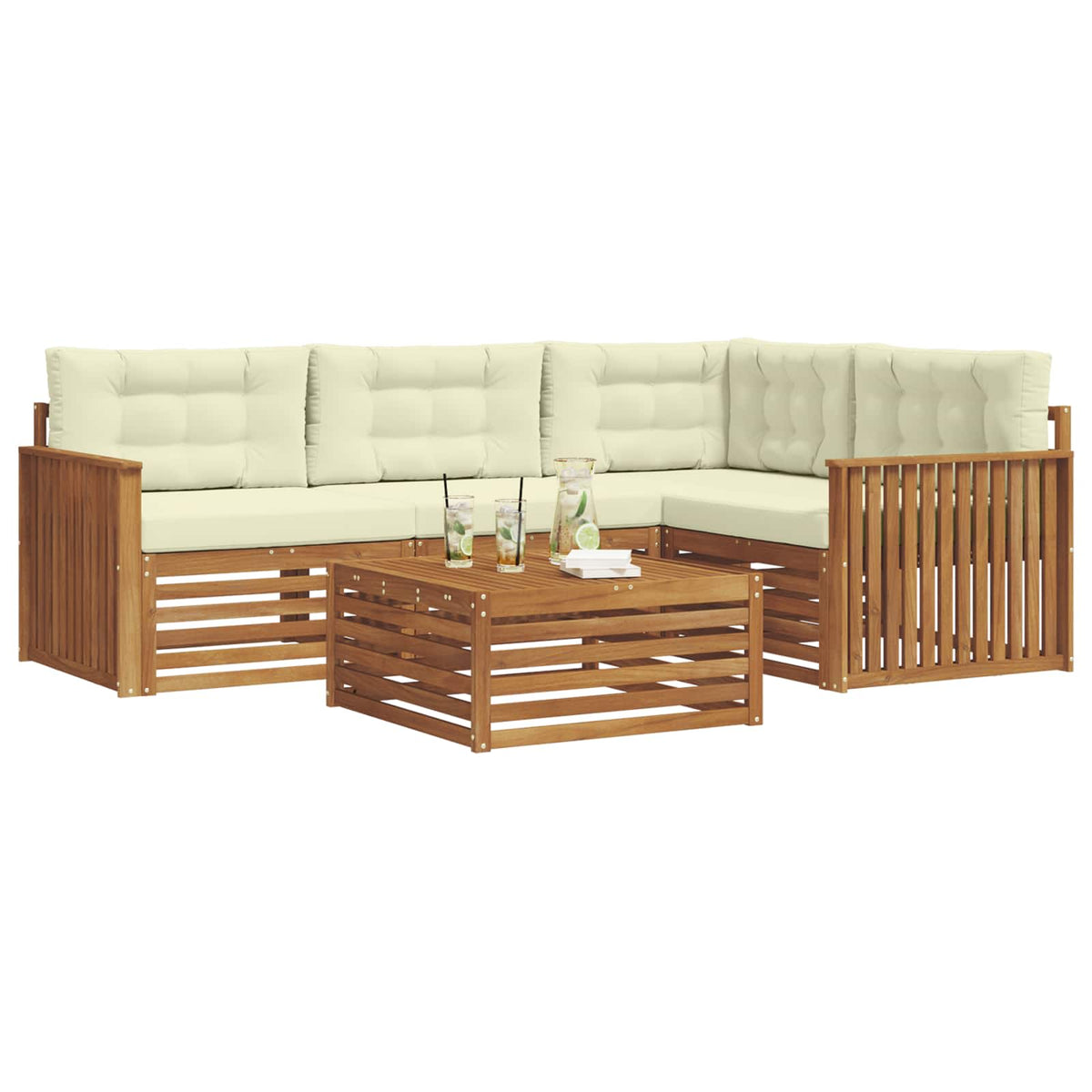 Outdoor-Sofagarnitur 5 stk. Natur und Creme