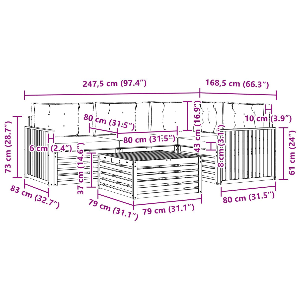 Outdoor-Sofagarnitur 5 stk. Natur und Creme