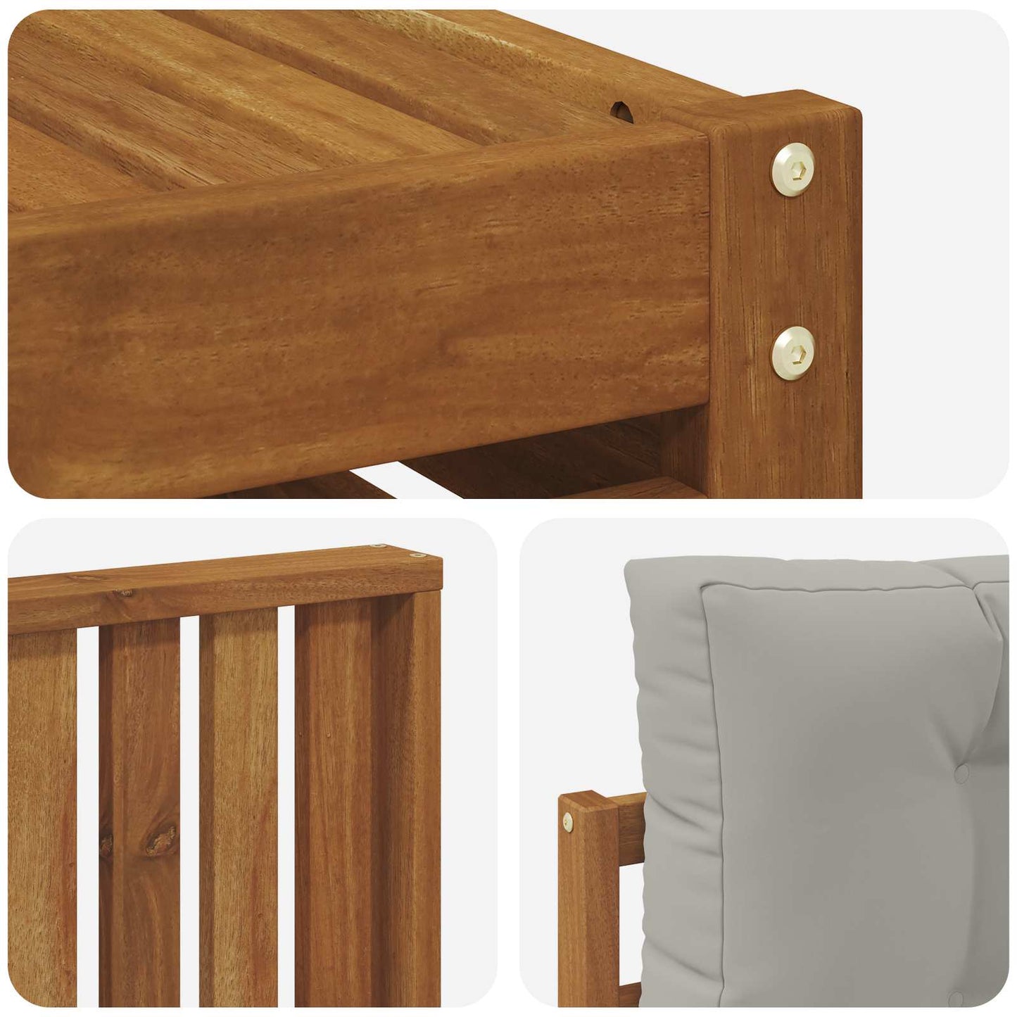 Outdoor-Sofagarnitur mit Kissen 5 pcs Natürlich und Hellgrau