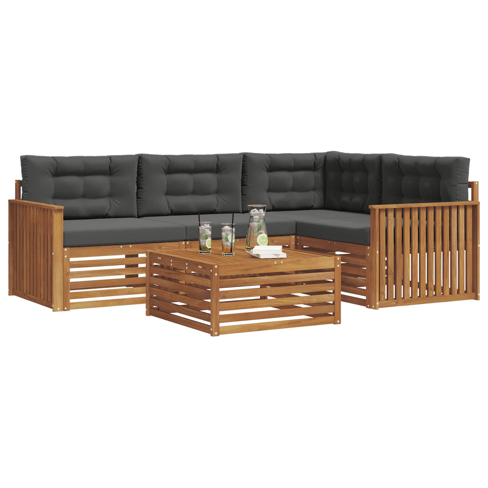 Outdoor-Sofagarnitur 5 stk. Natur und Anthrazit