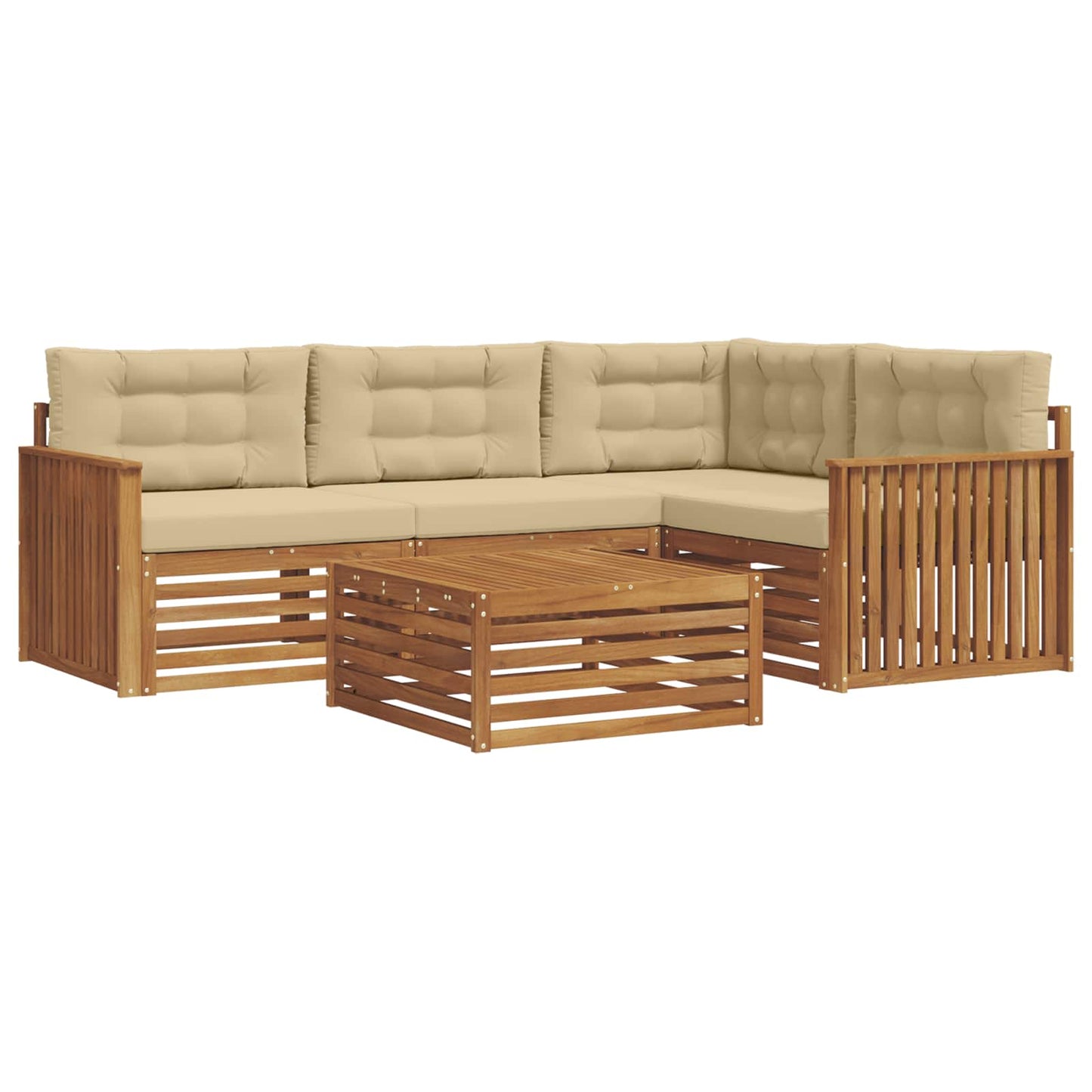 Outdoor-Sofagarnitur 5 stk. Natur und Beige