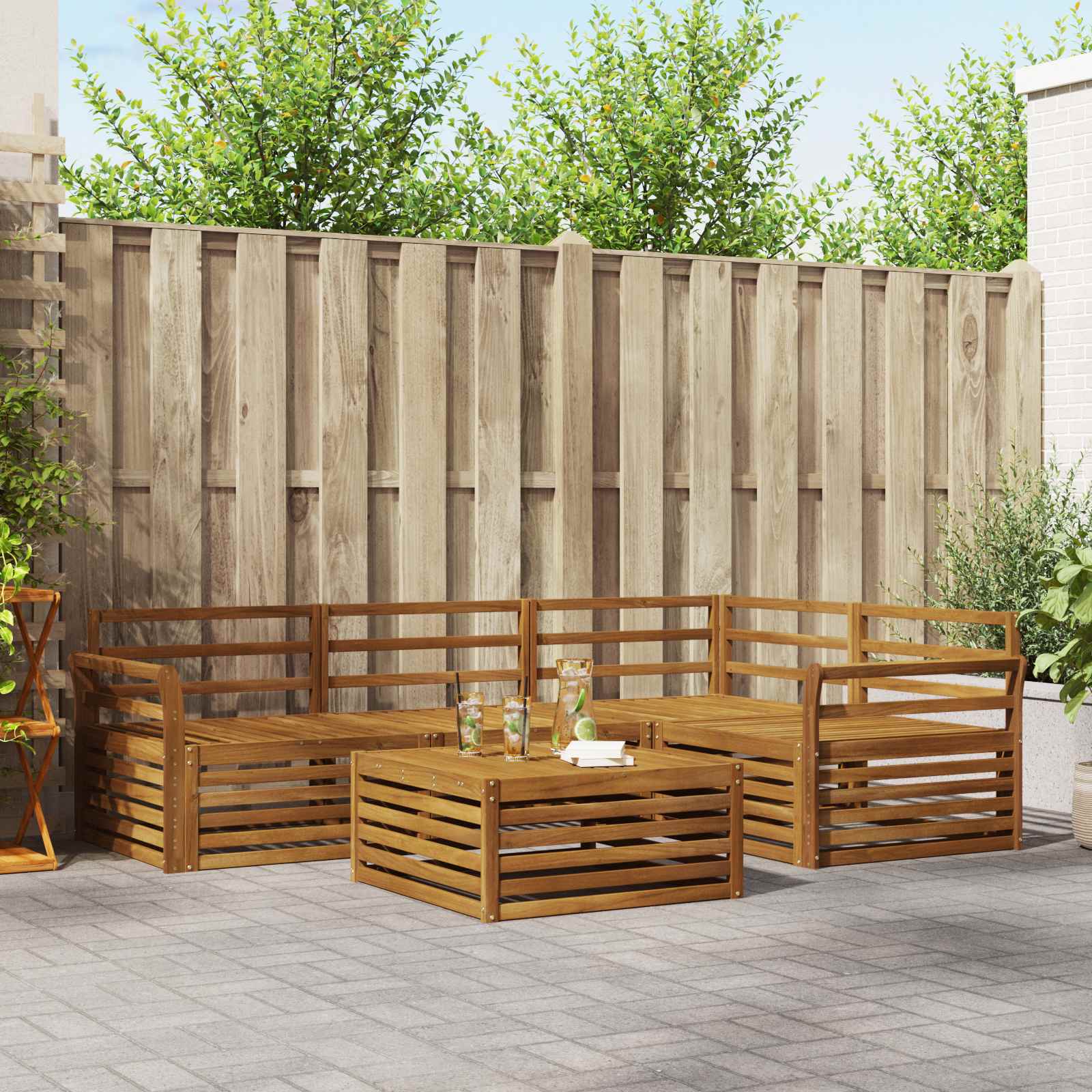 Outdoor-Sofagarnitur 5 pcs Natur Massivholz Akazie