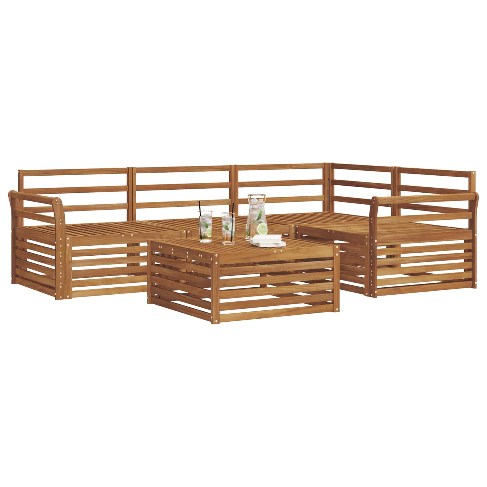 Outdoor-Sofagarnitur 5 pcs Natur Massivholz Akazie