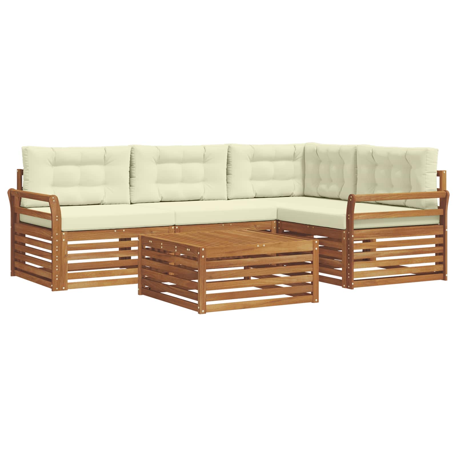 Outdoor-Sofagarnitur 5 stk. Natur und Creme