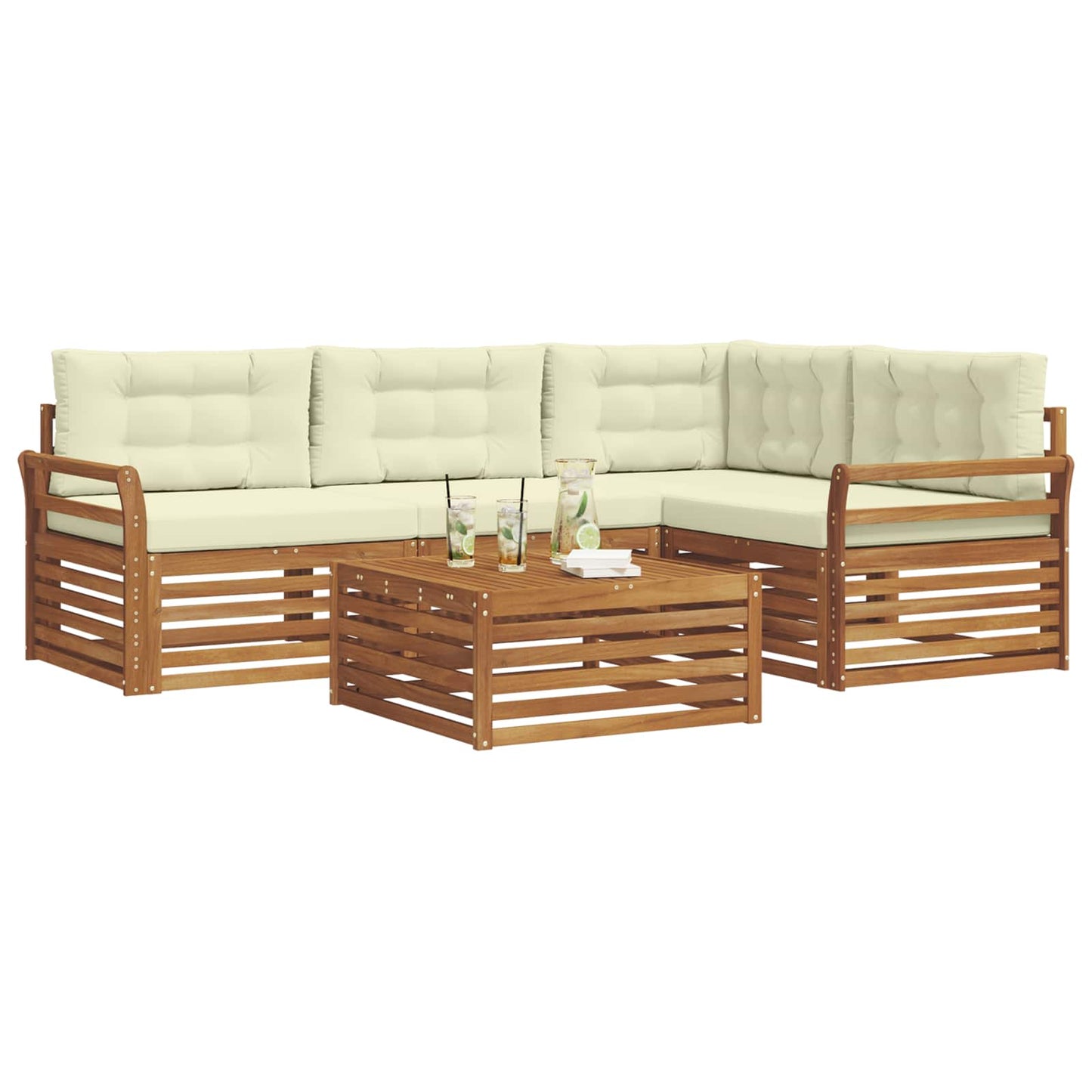 Outdoor-Sofagarnitur 5 stk. Natur und Creme