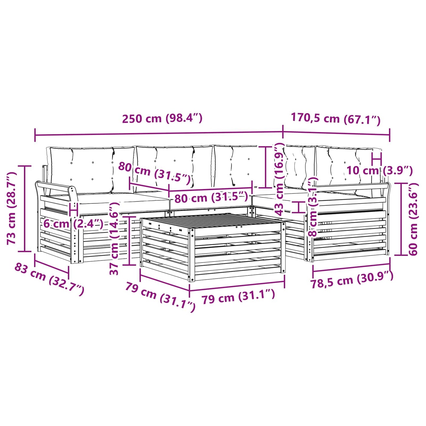 Outdoor-Sofagarnitur 5 stk. Natur und Creme