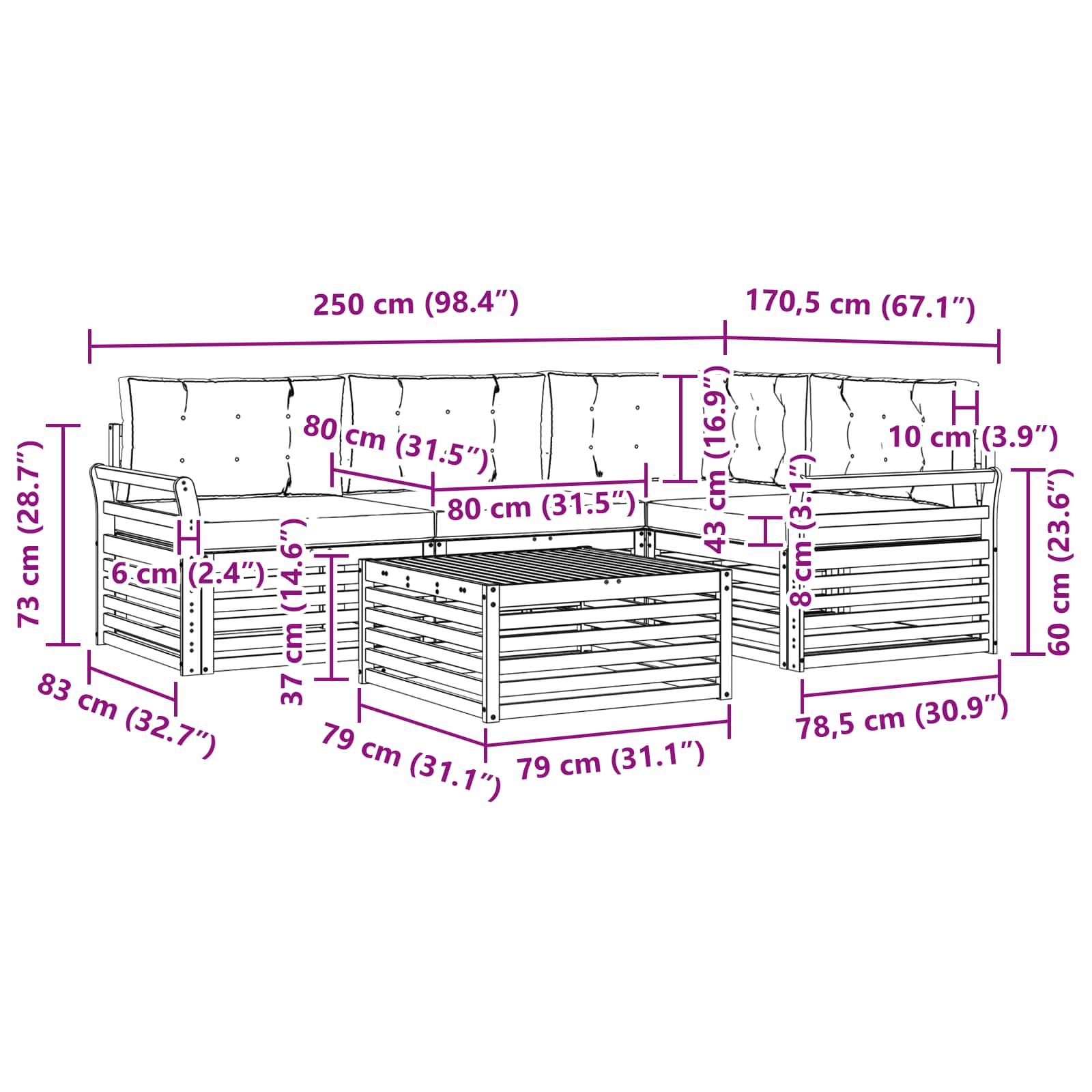 Outdoor-Sofagarnitur 5 stk. Natur und Creme