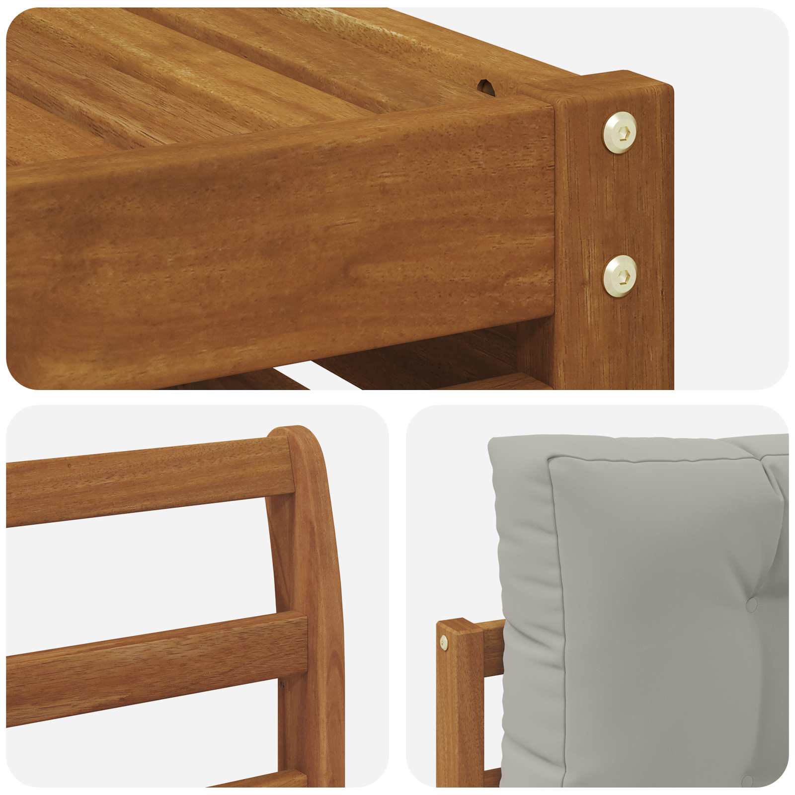 Outdoor-Sofagarnitur mit Kissen 5 pcs Natürlich und Hellgrau