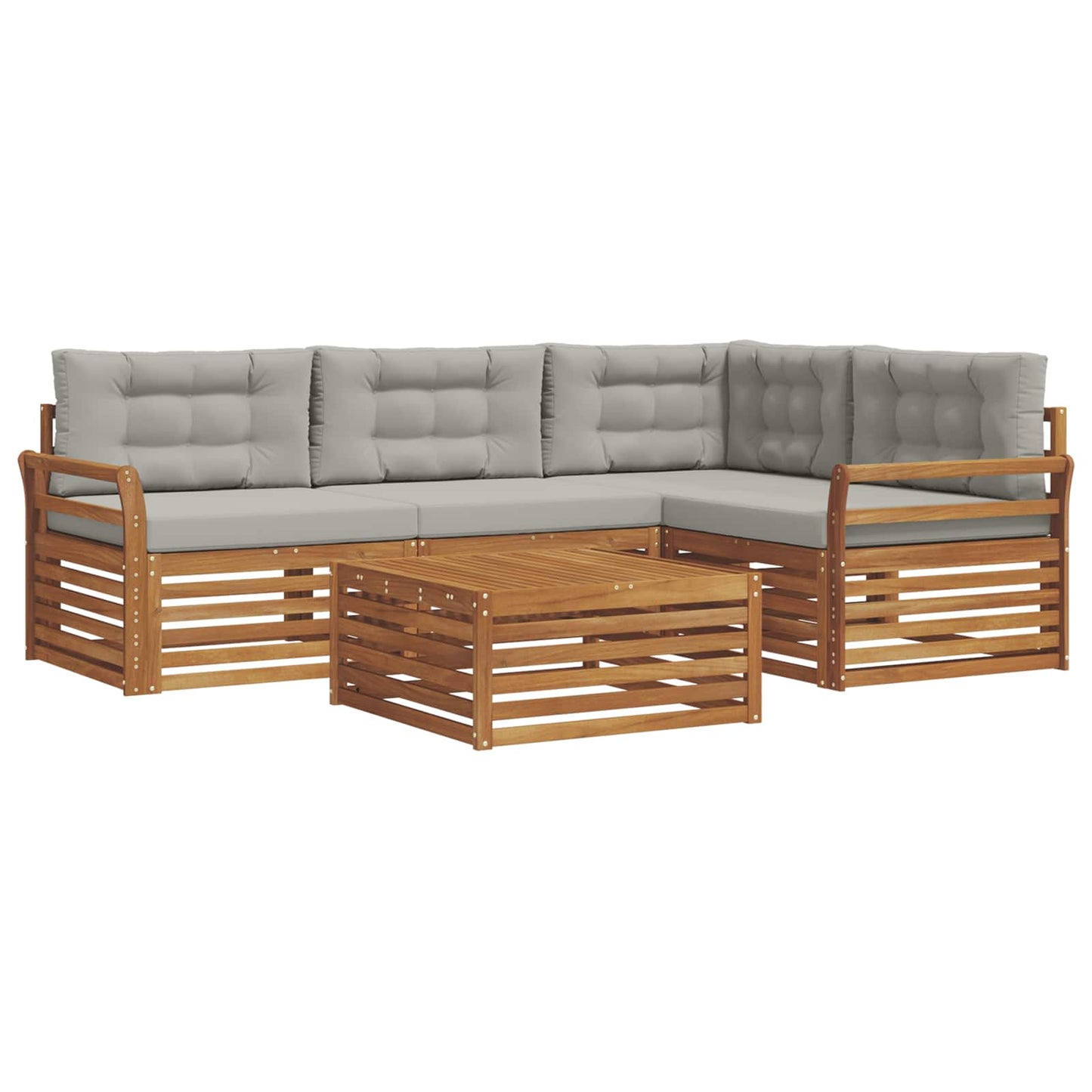 Outdoor-Sofagarnitur mit Kissen 5 pcs Natürlich und Hellgrau