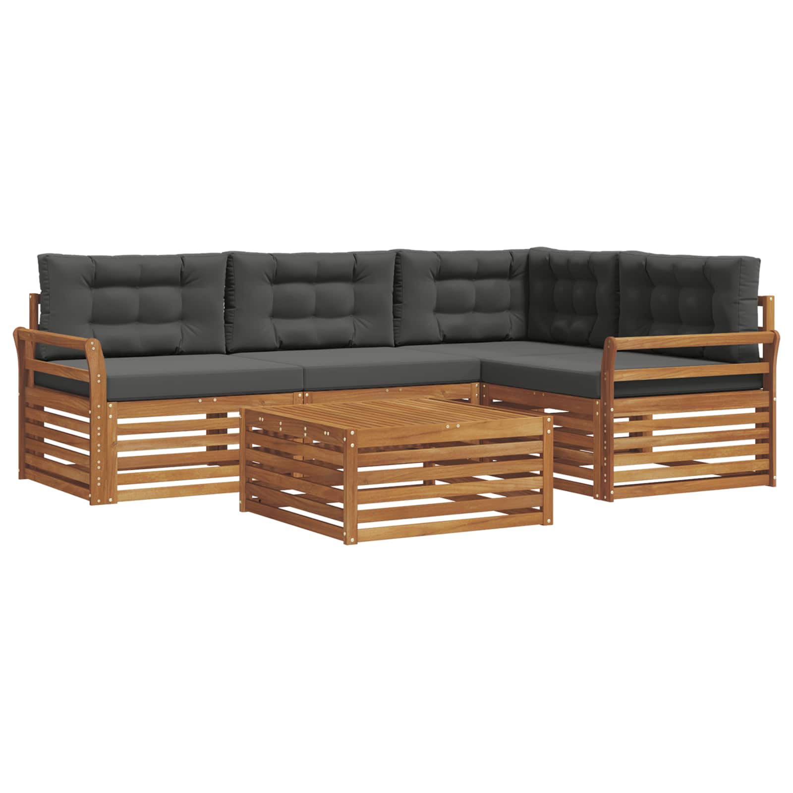 Outdoor-Sofagarnitur mit Kissen 5 pcs Natur und Anthrazit