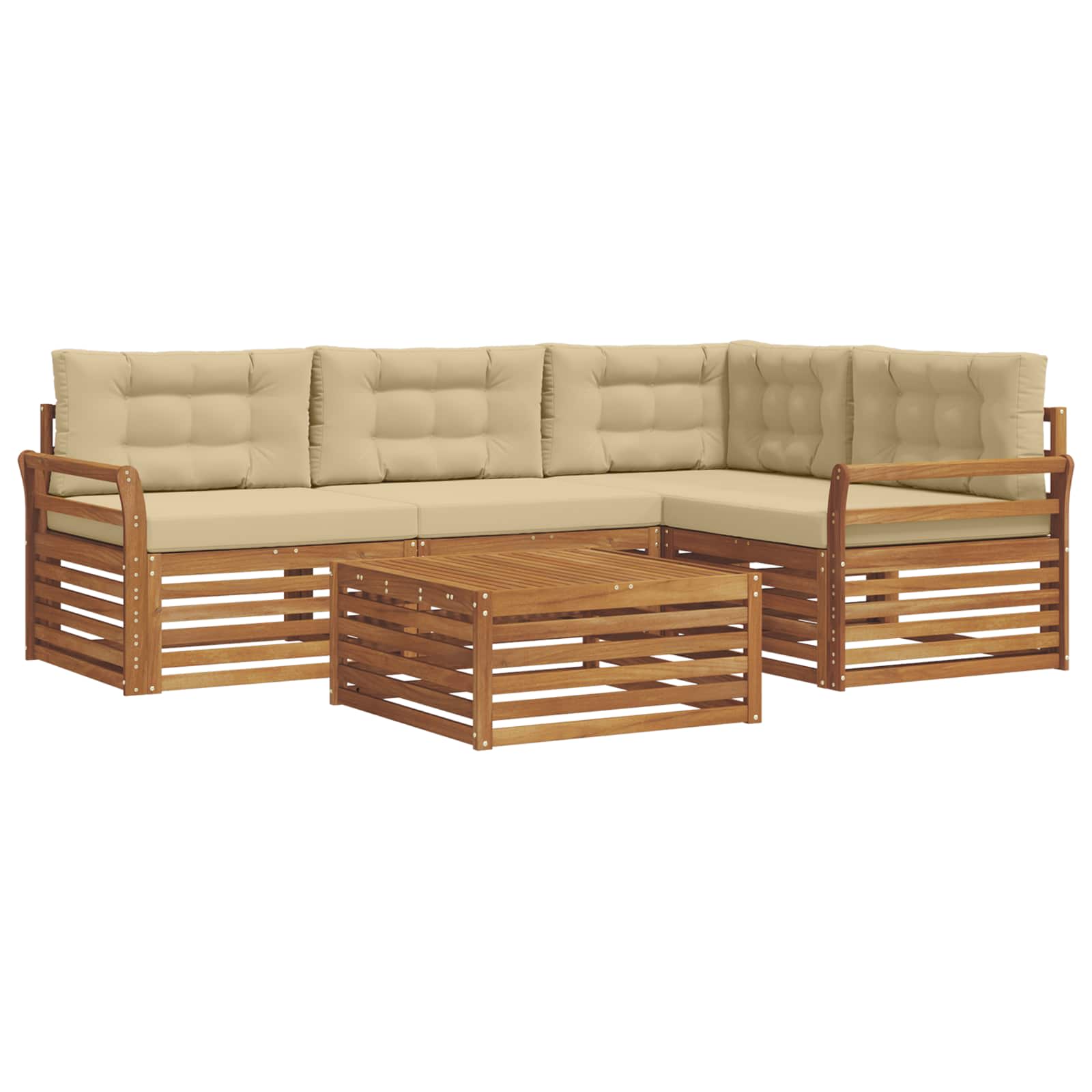 Outdoor-Sofagarnitur 5 stk. Natur und Beige