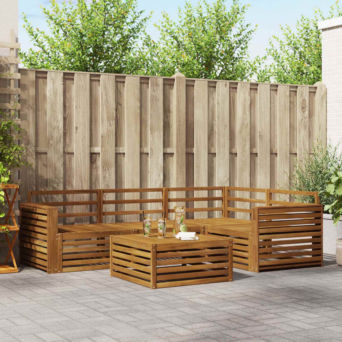 Outdoor-Sofagarnitur 5 pcs Natur Massivholz Akazie