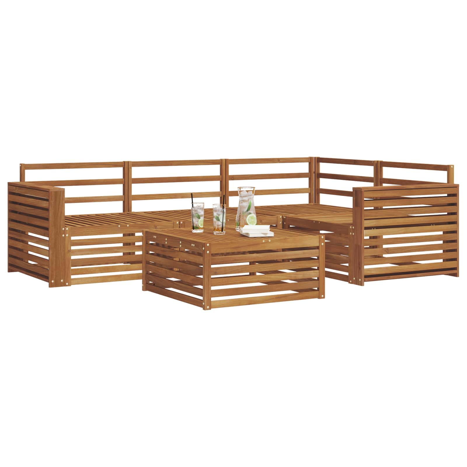 Outdoor-Sofagarnitur 5 pcs Natur Massivholz Akazie