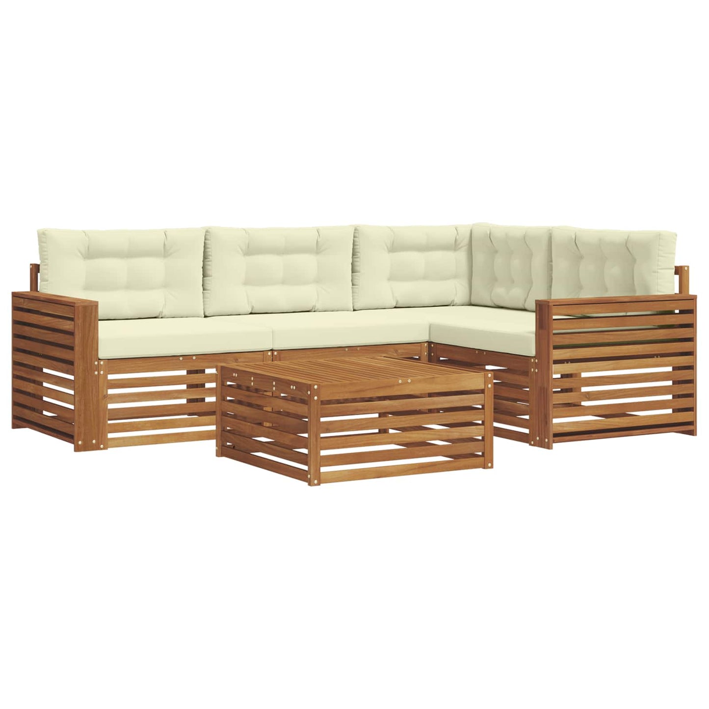 Outdoor-Sofagarnitur mit Kissen 5 pcs Natur und Creme
